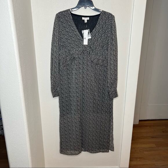 New TOPSHOP Floral Midi Dress Black & White Womens size 10 - Picture 1 of 6